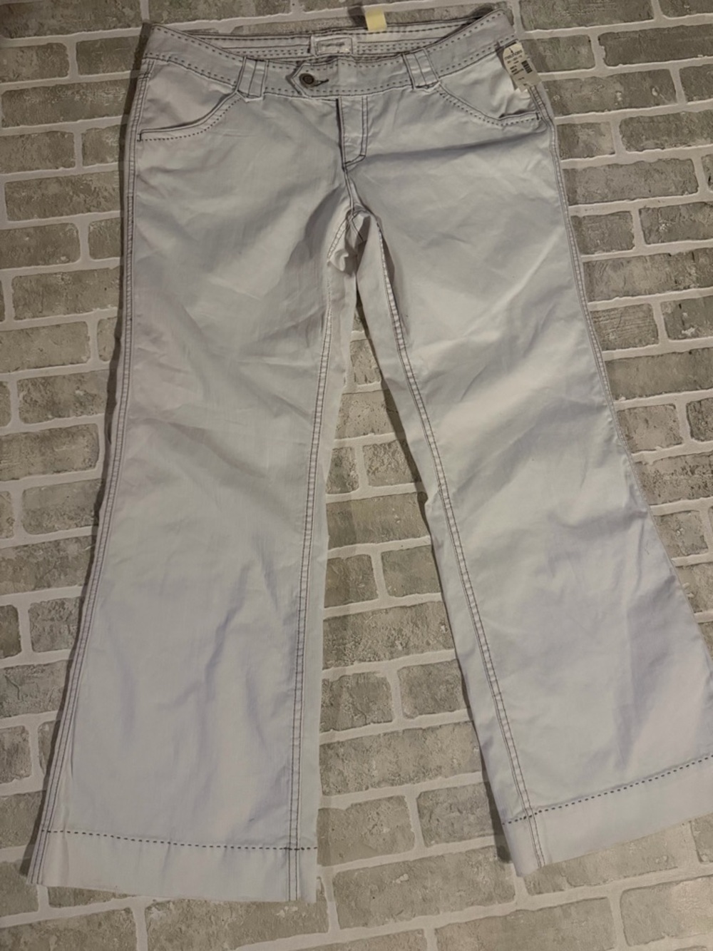 Maurices White Casual Cotton Pants with Contrast Stitching